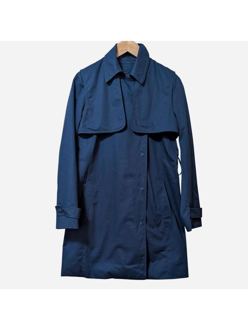 Lacoste Navy Cotton Trench Coat Belted Storm Flap Front And Back Yoke Medium